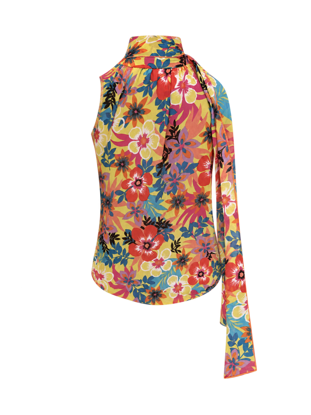 Carnival Bloom Neck-Tie Top front ghost mannequin