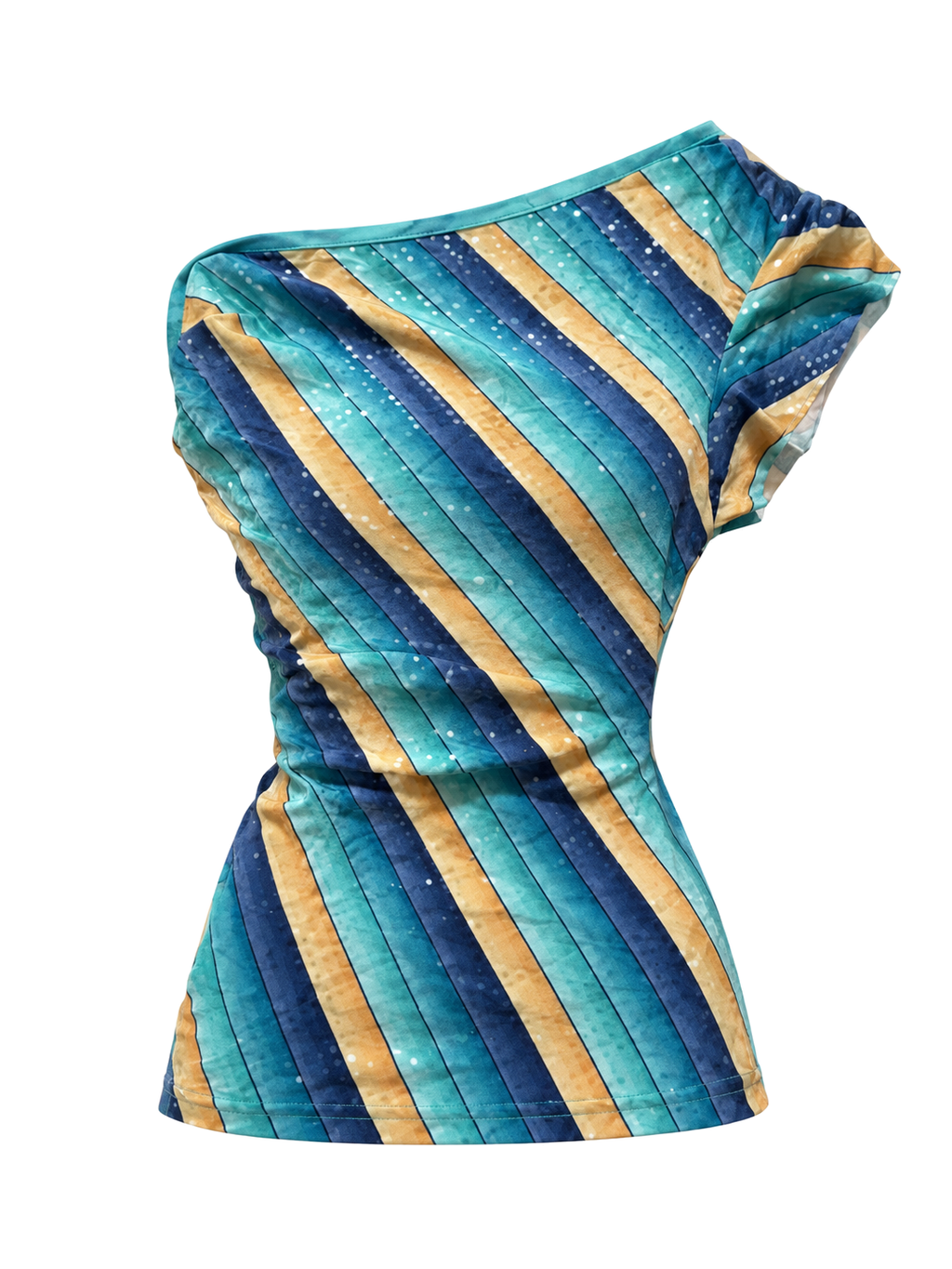 Azure Stripe Twist Top front ghost mannequin
