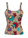 Beige Bloom Satin Cami front ghost mannequin