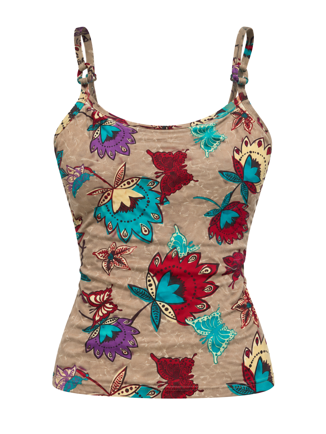 Beige Bloom Satin Cami front ghost mannequin