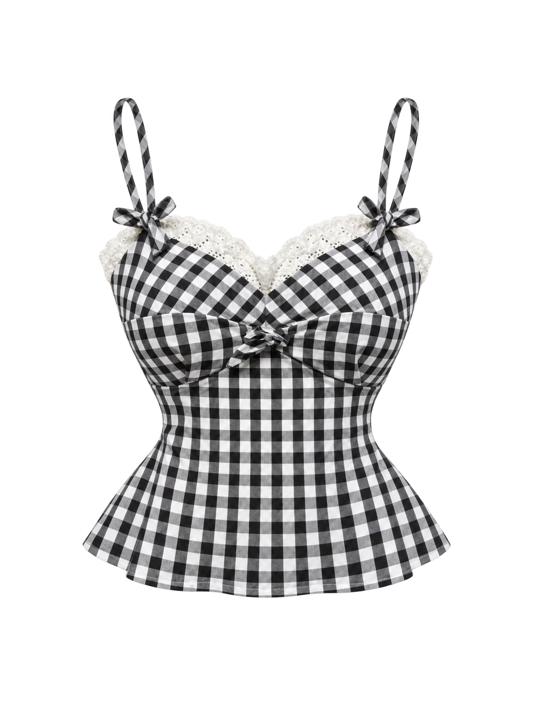 Gingham Bow Peplum Cami