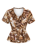 Bronze Ruffle Peplum Top