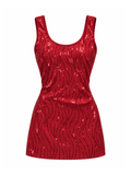 Cherry Sequin Ruched Mini