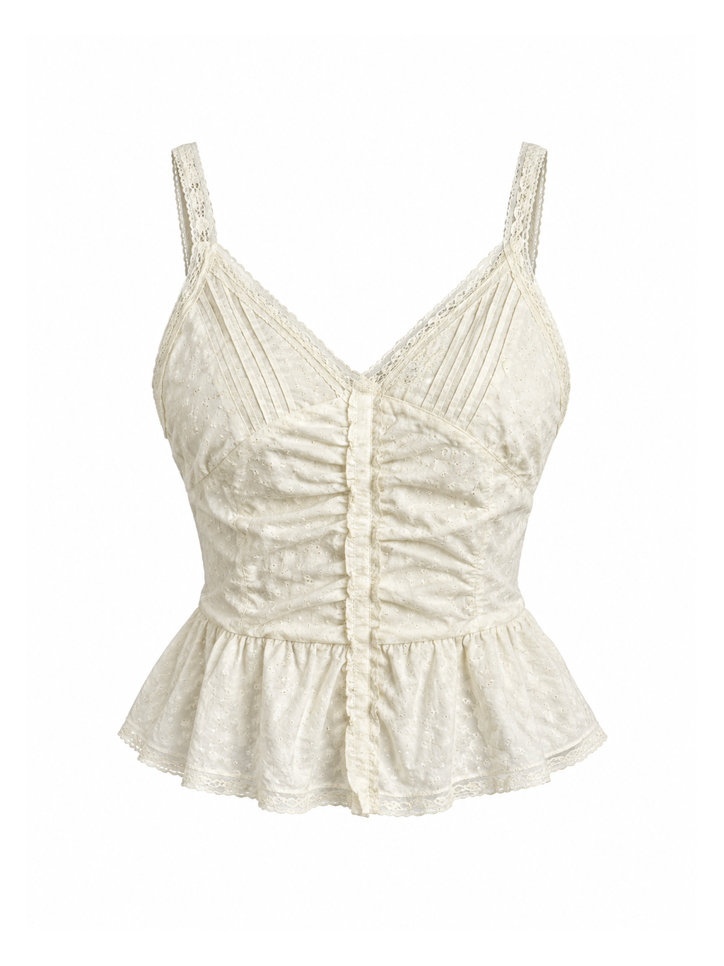 Ivory Eyelet Ribbon Cami