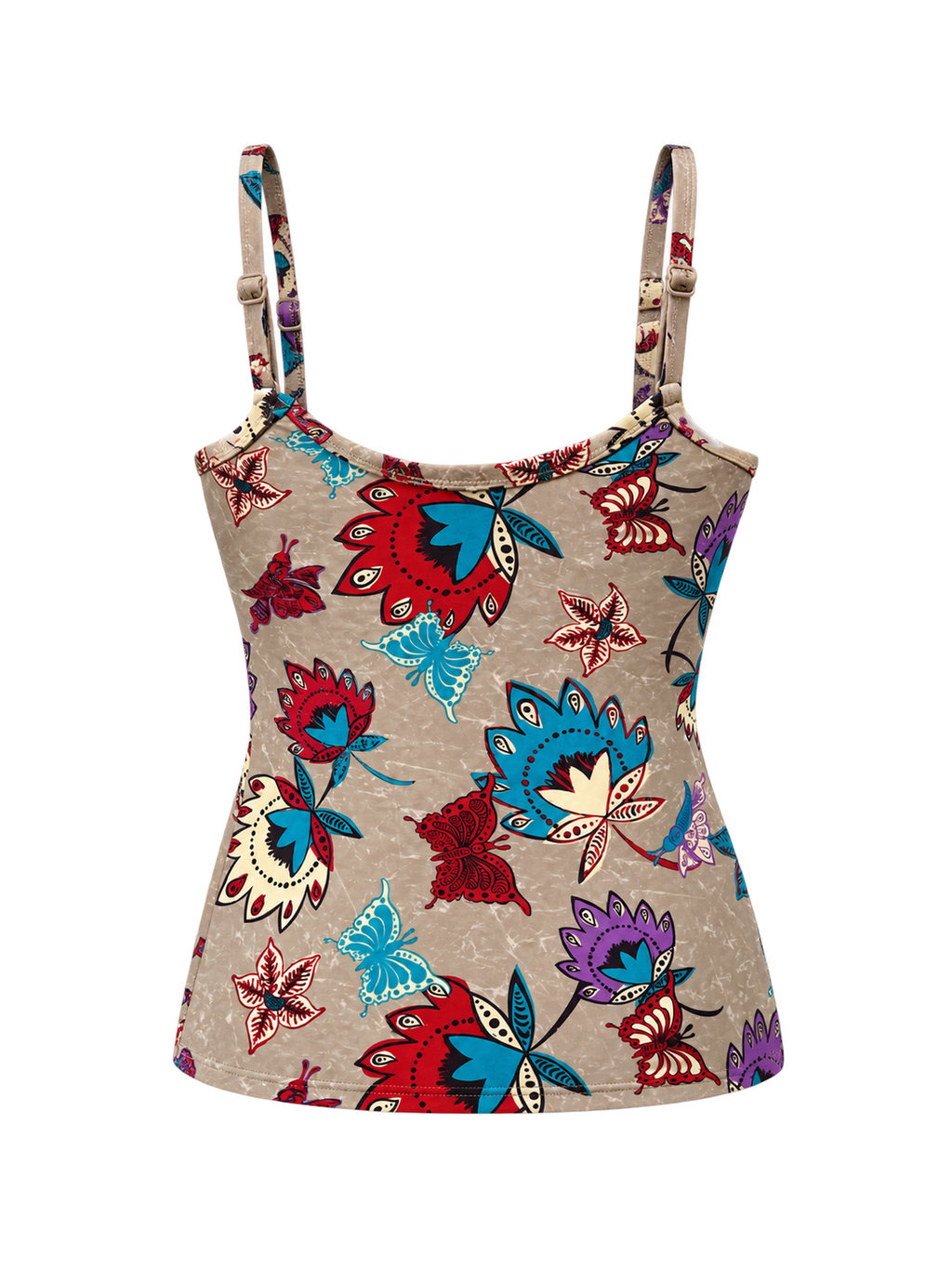 Beige Bloom Satin Cami back ghost mannequin