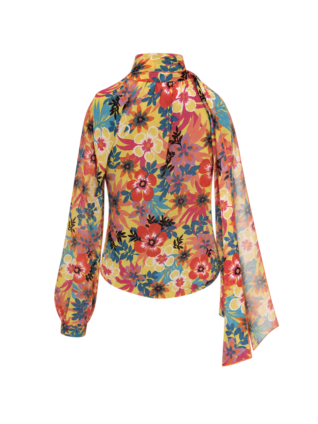 Carnival Bloom Neck-Tie Top back ghost mannequin