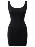 Black Swoop Neck Dress