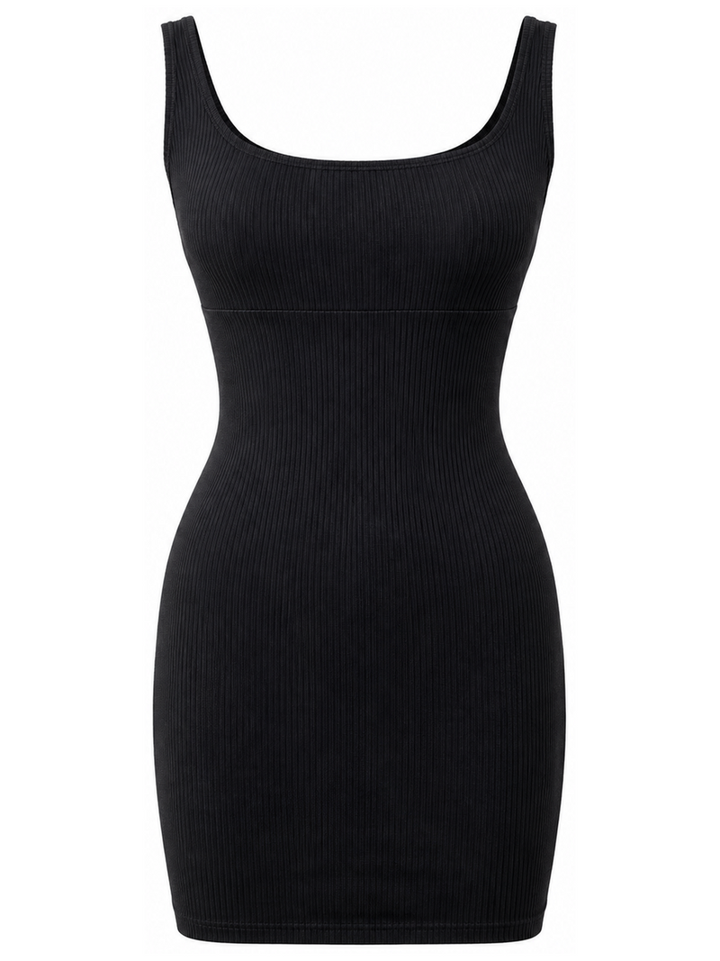 Black Swoop Neck Dress