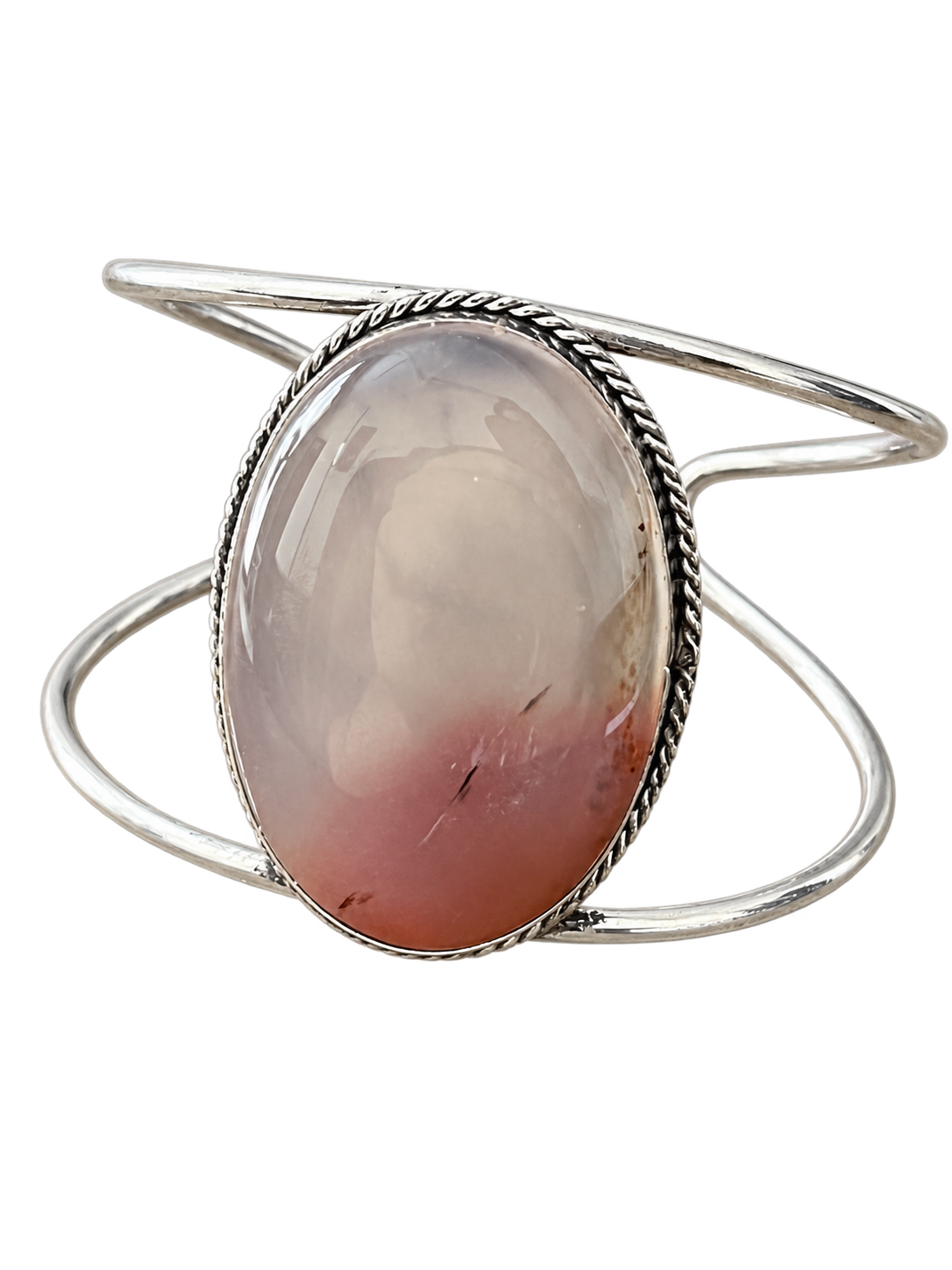 Cuff 05 — Blush Cream Rose Oval Twisted Edge — front view