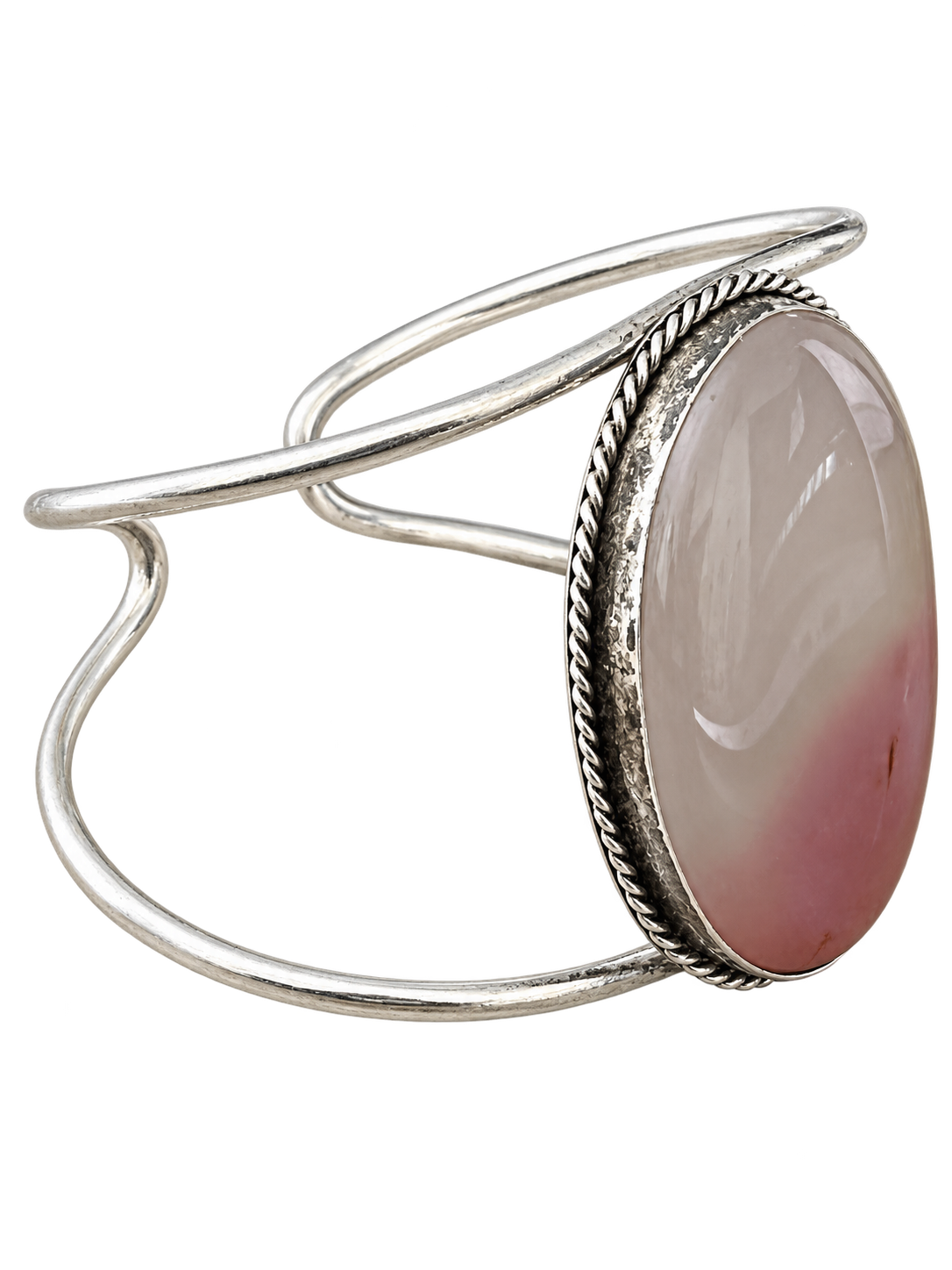 Cuff 05 — Blush Cream Rose Oval Twisted Edge — side view