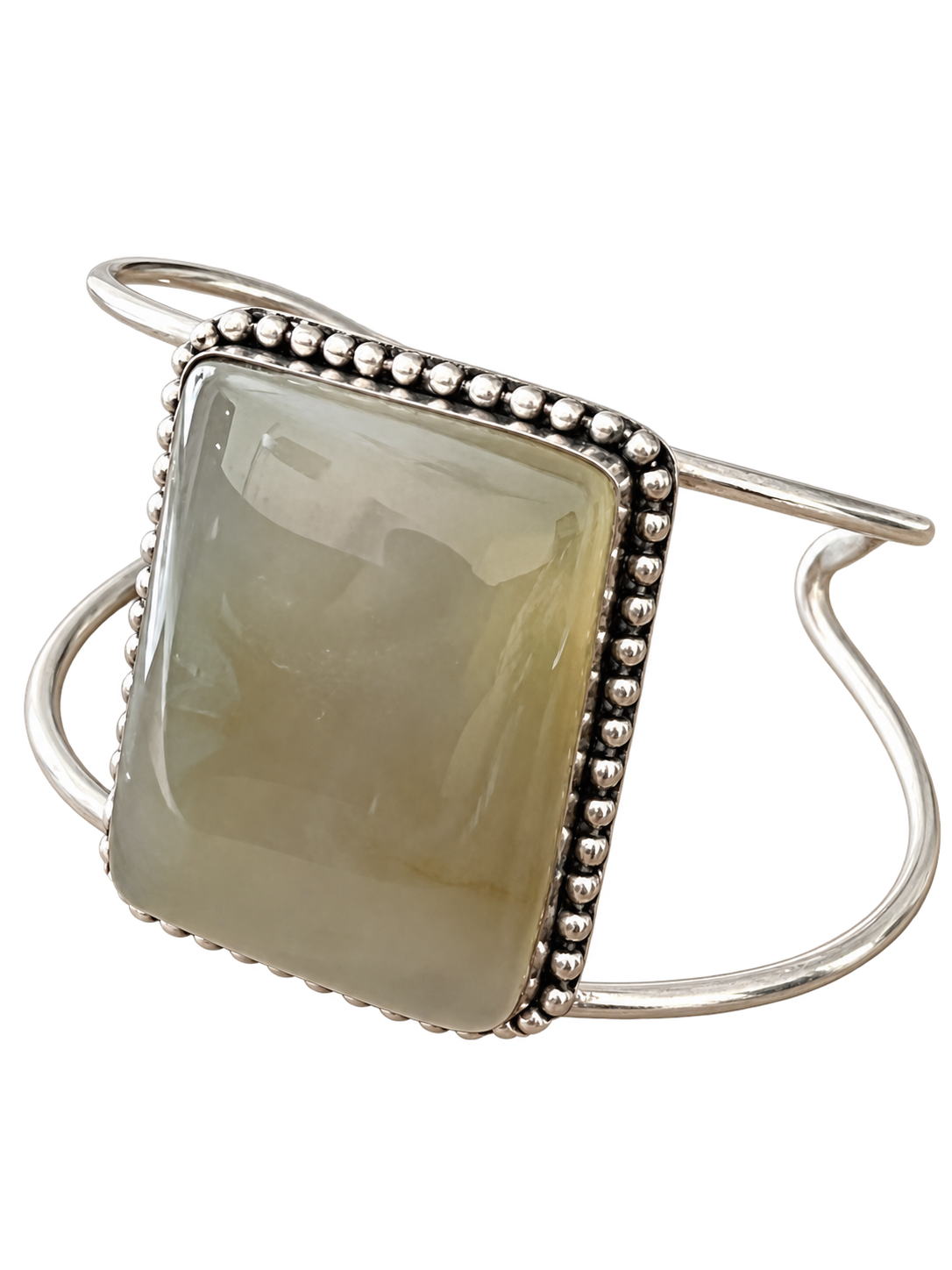 Cuff 06 — Pale Sage Rectangular Beaded Edge — front view