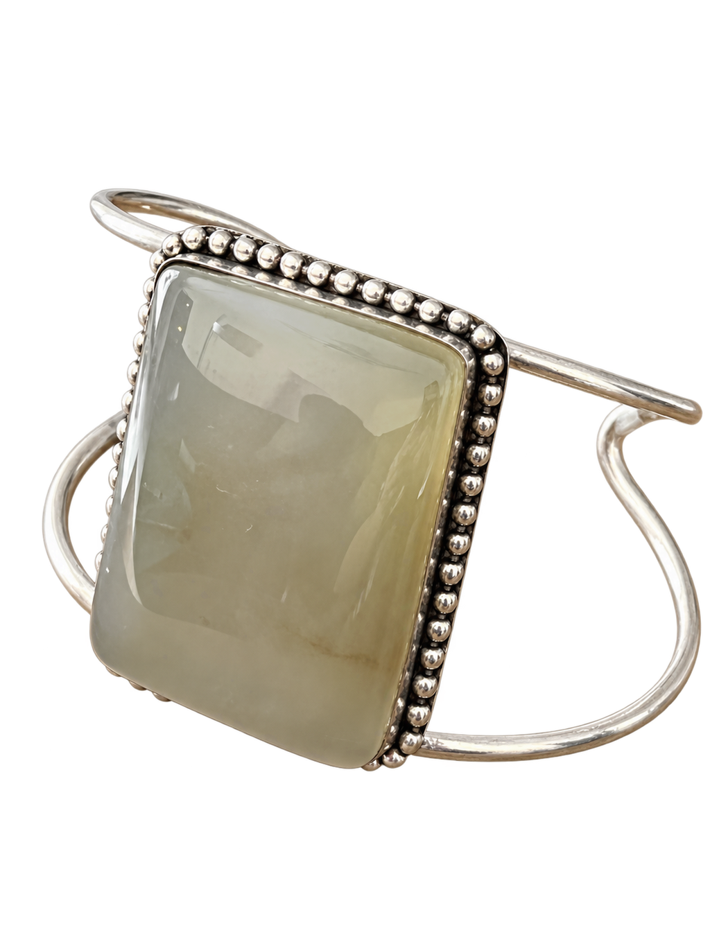 Cuff 06 — Pale Sage Rectangular Beaded Edge — side view