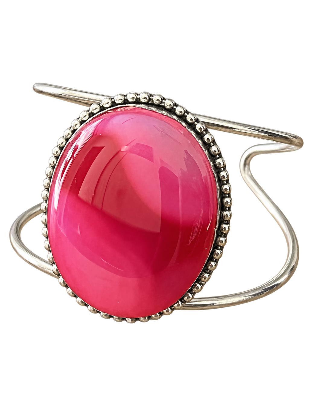 Cuff 07 — Fuchsia Oval Beaded Loop — front view