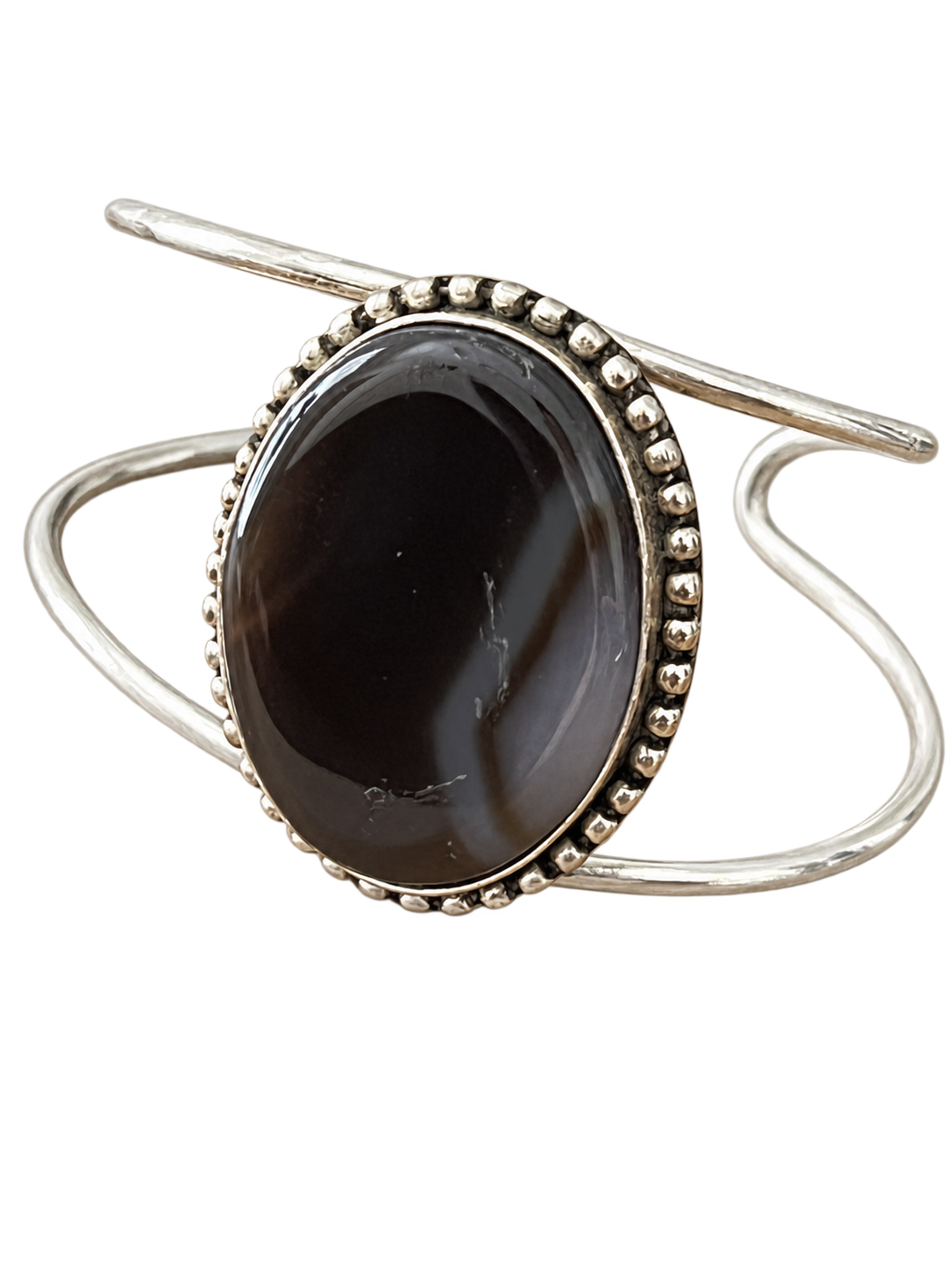 Cuff 08 — Black Oval Beaded Loop Wire — side view
