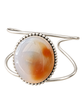 Cuff 10 — Orange Cream Agate Oval Beaded Loop — front view