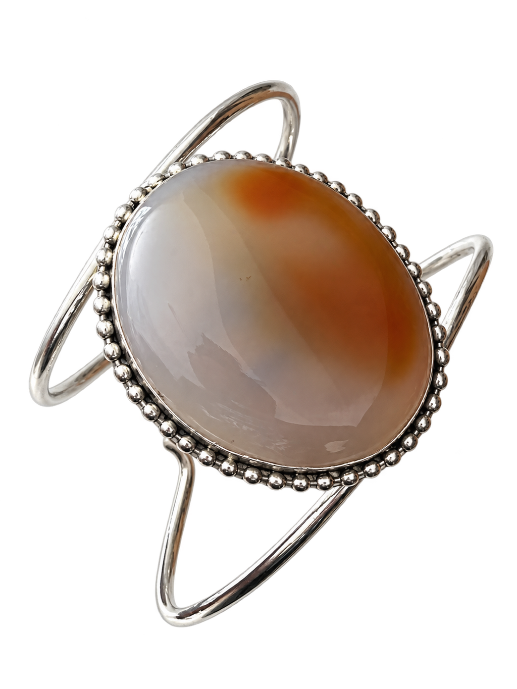 Cuff 10 — Orange Cream Agate Oval Beaded Loop — side view
