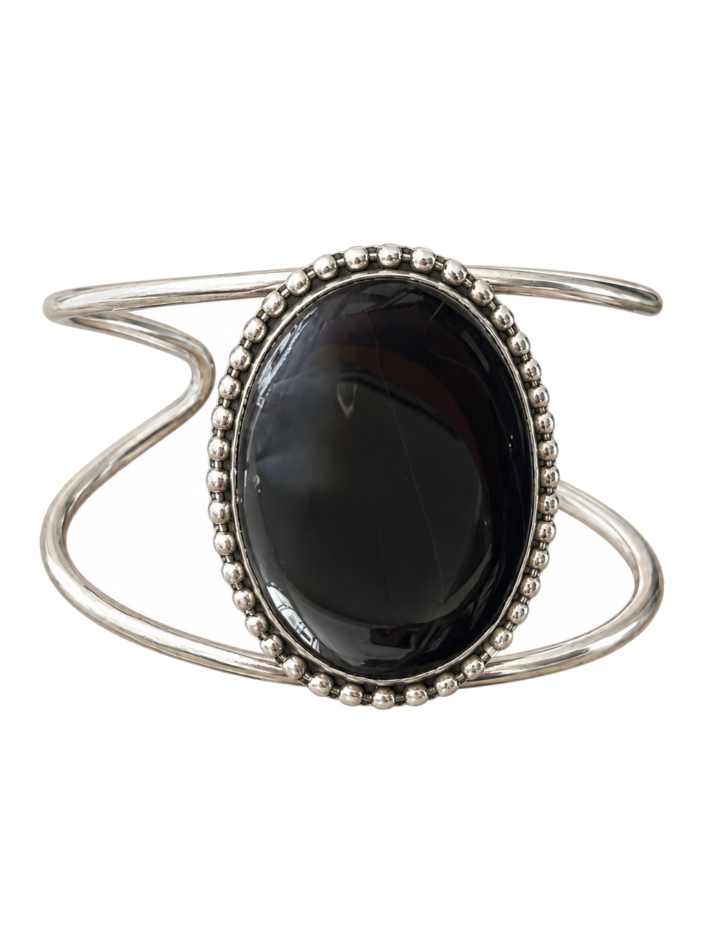 Cuff 12 — Black Plum Bead Edge — front view