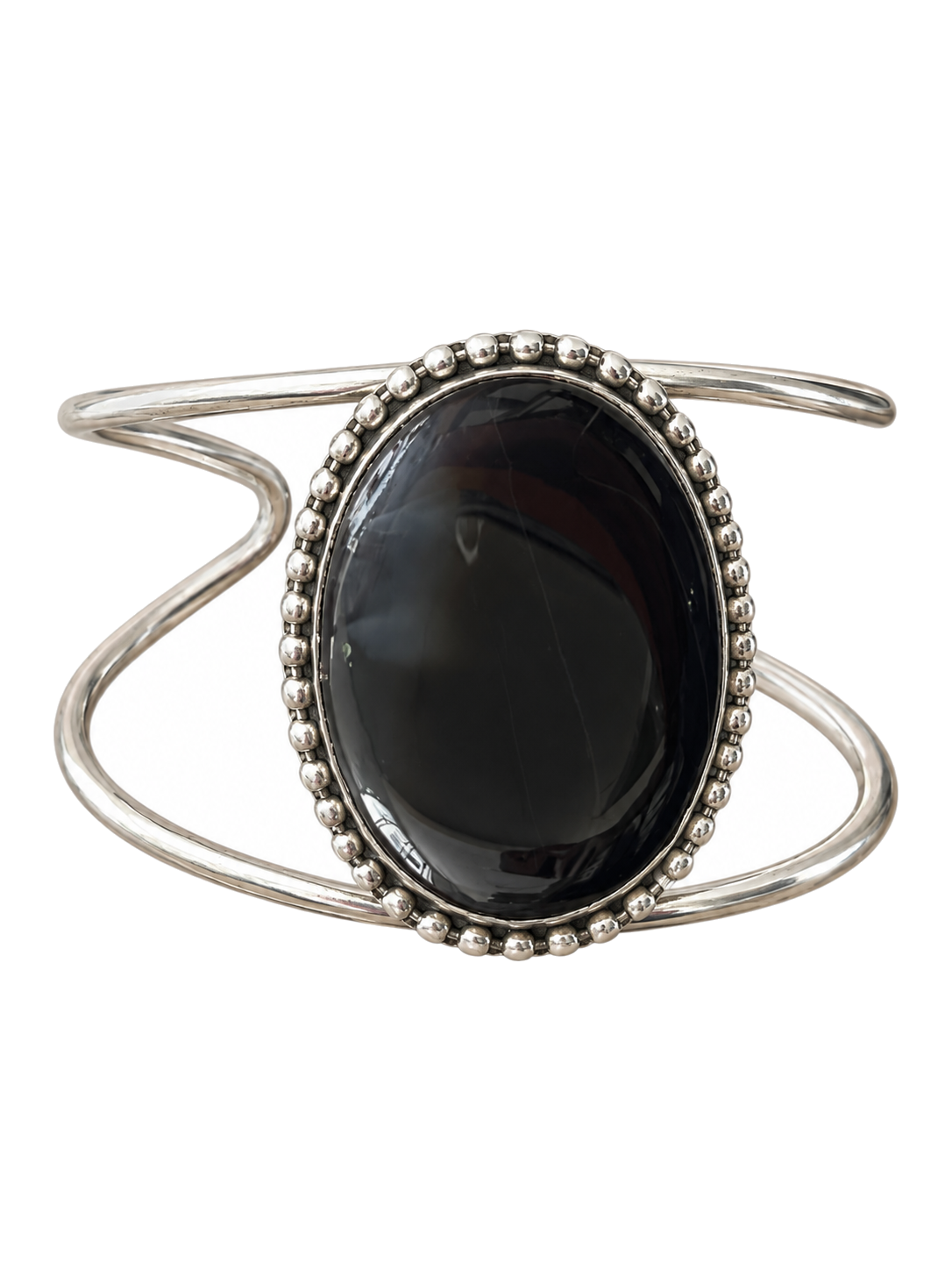Cuff 12 — Black Plum Bead Edge — front view