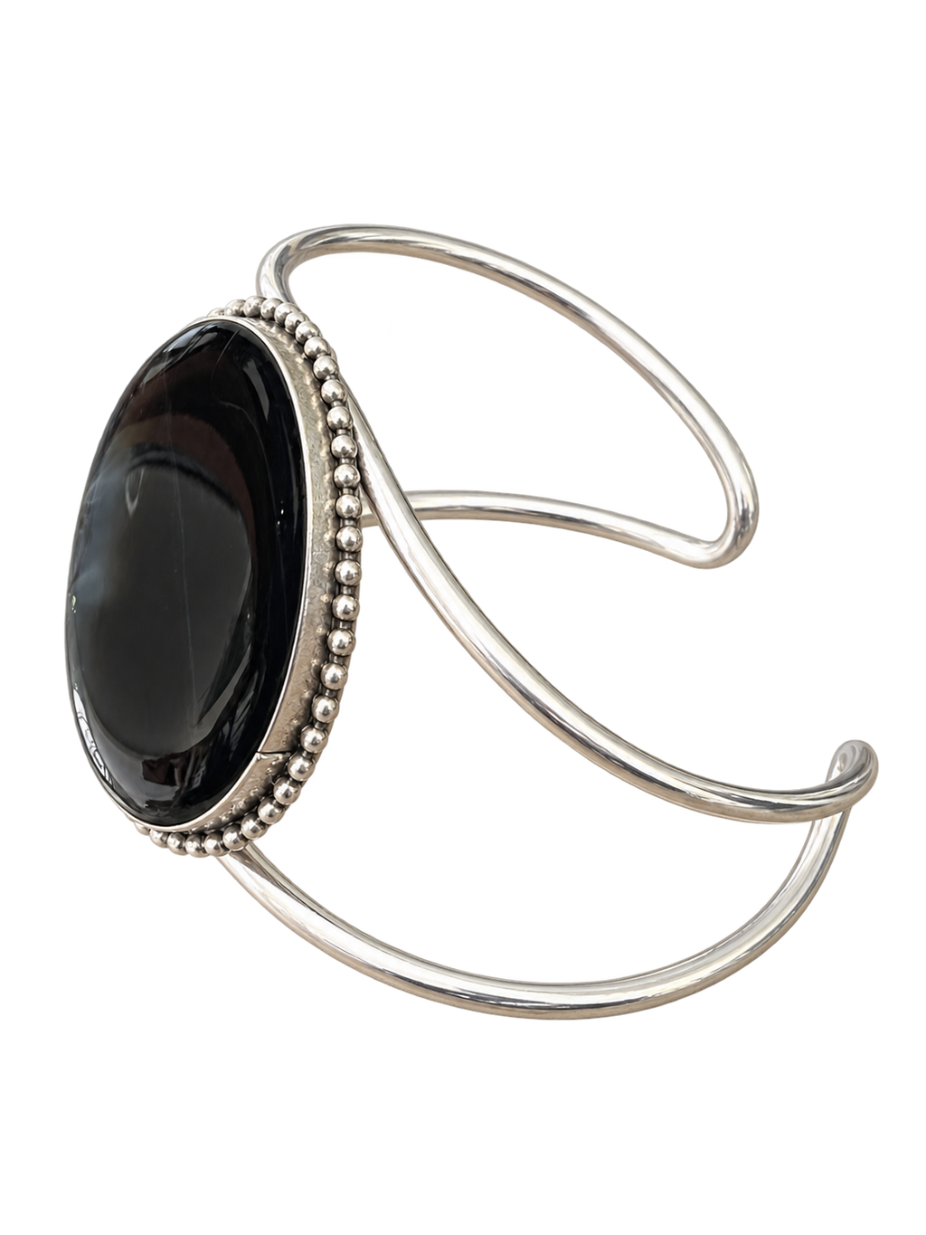 Cuff 12 — Black Plum Bead Edge — side view