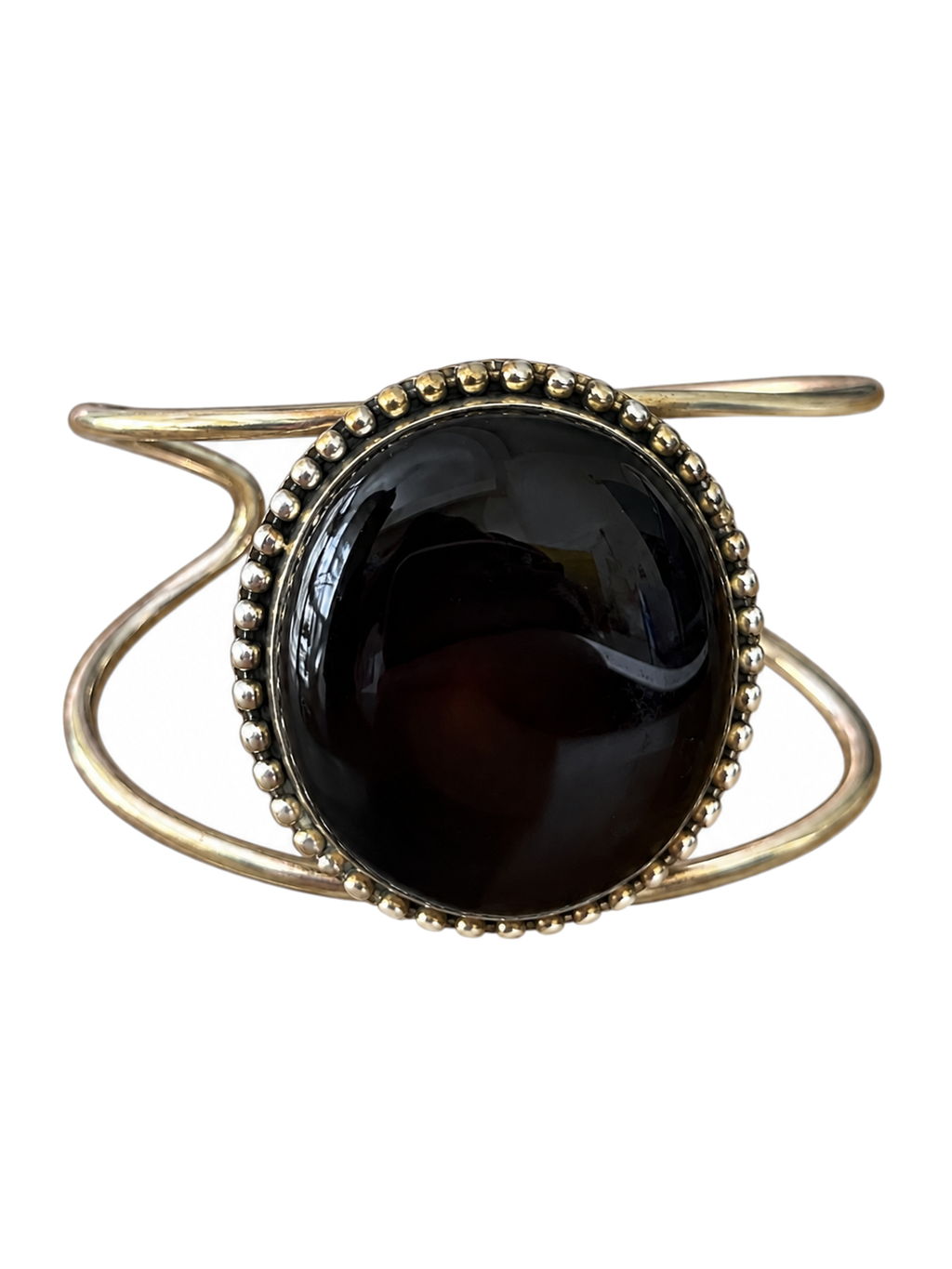 Cuff 18 — Black Gold Bead Edge — front view
