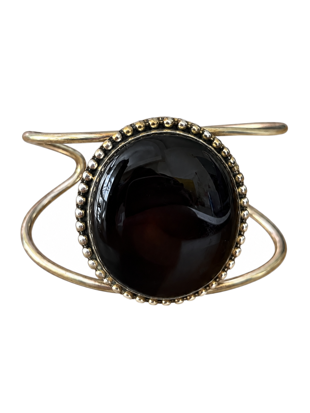 Cuff 18 — Black Gold Bead Edge — front view