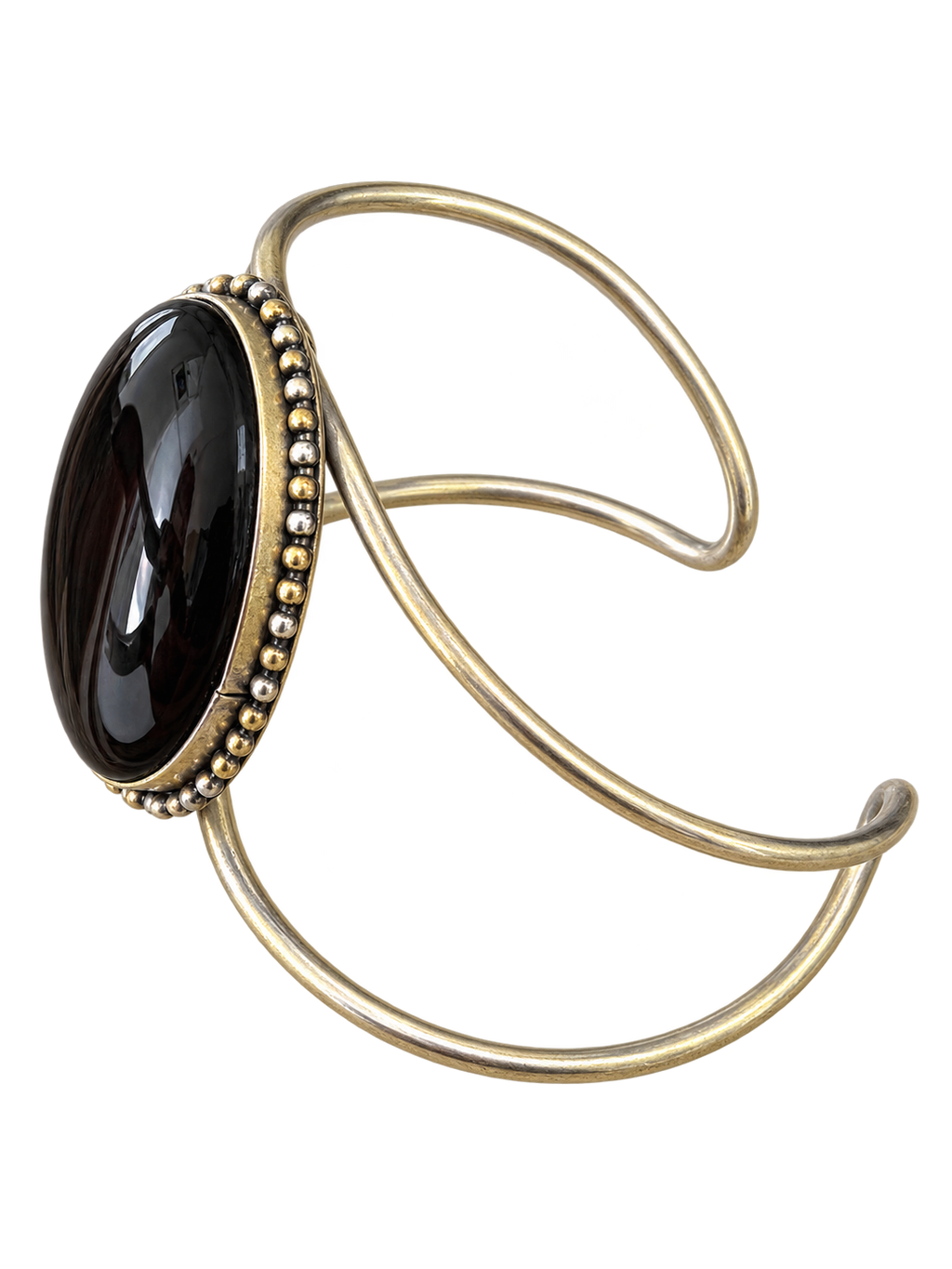 Cuff 18 — Black Gold Bead Edge — side view