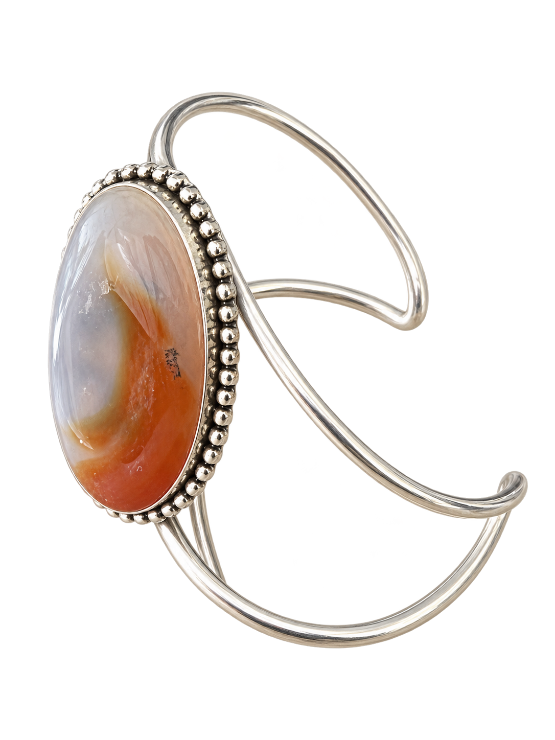 Cuff 19 — Pale Red Bead Edge — side view