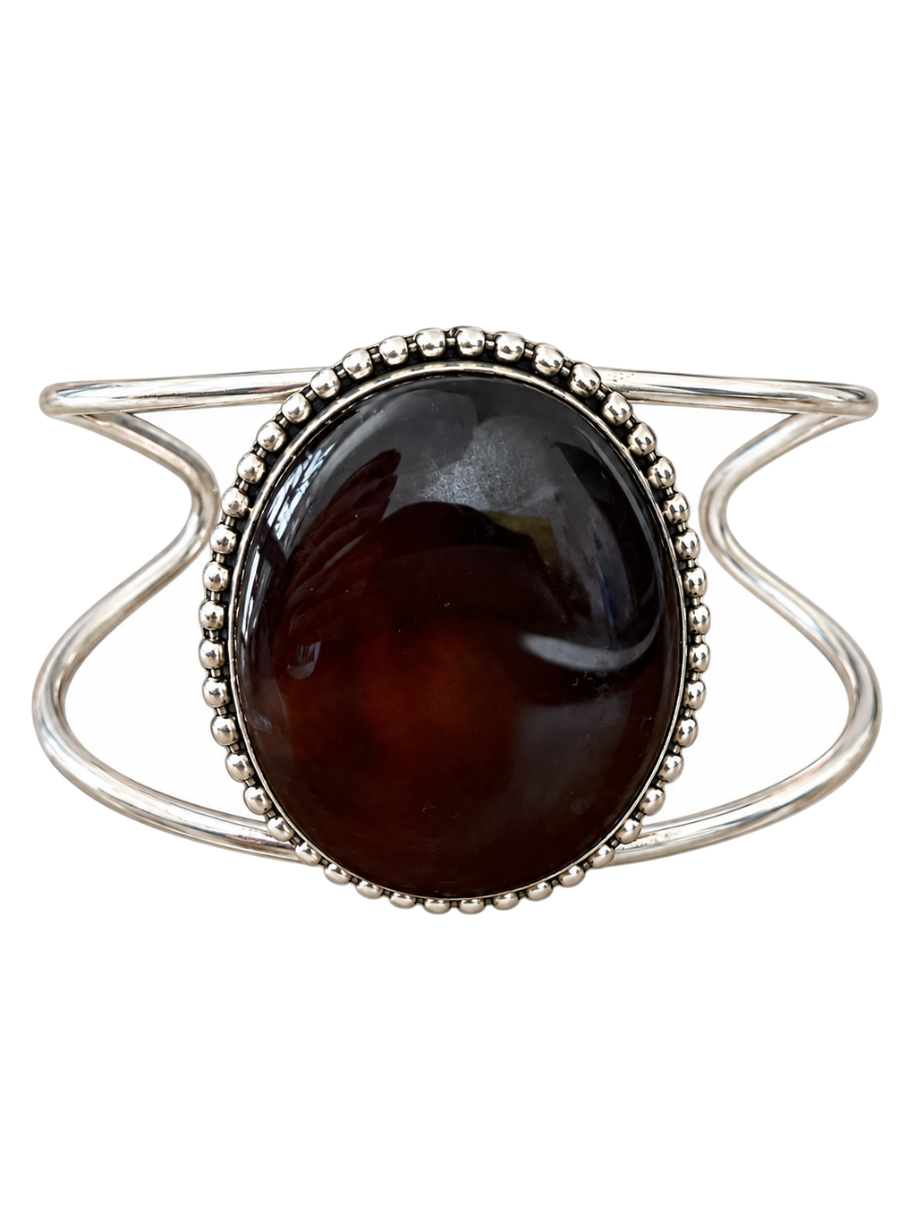 Cuff 20 — Dark Brown Bead Edge — front view