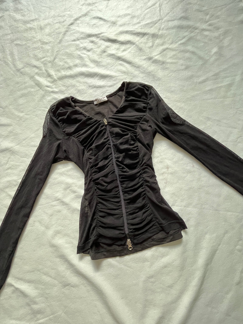 Black Ruched Long-Sleeve Top — additional view 2