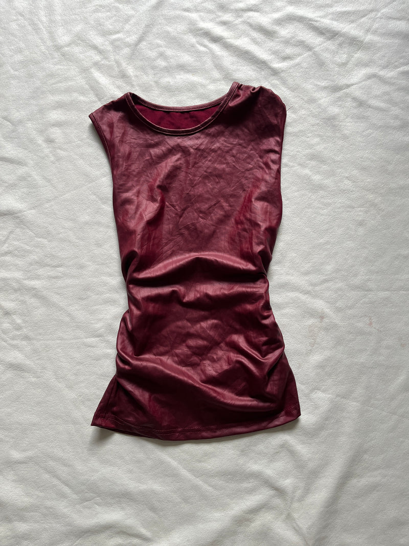 Burgundy Sleeveless Top — front view