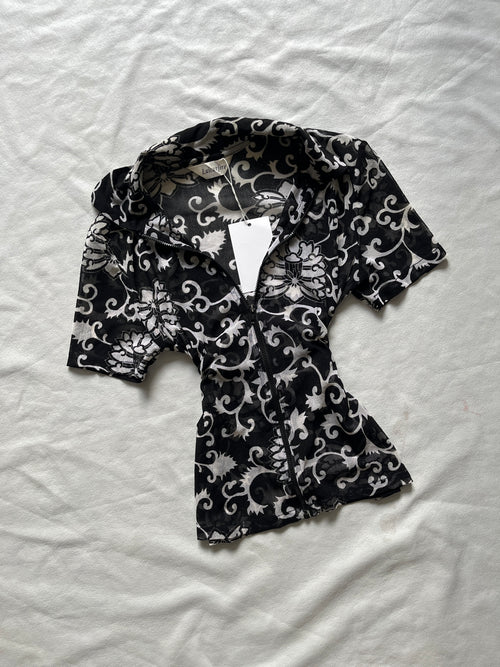 Black and White Scroll-Print Shirt — additional view 2