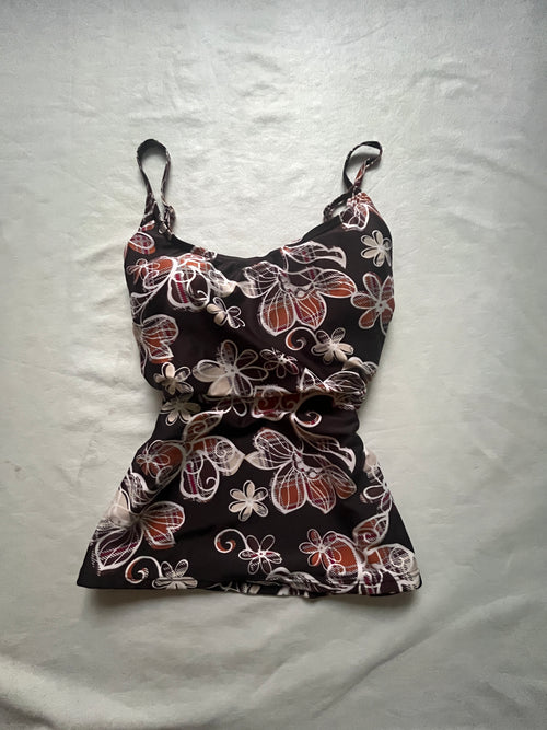 Black Butterfly-Floral Cami — front view