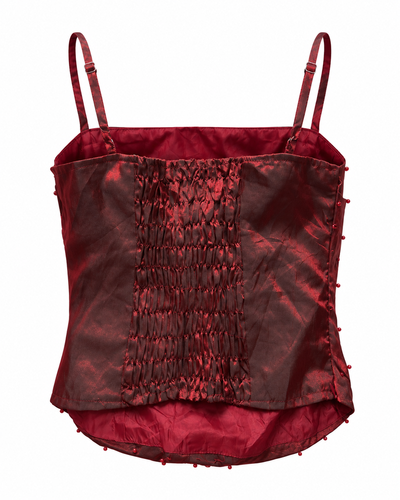 Burgundy Beaded Cami — ghost mannequin back view