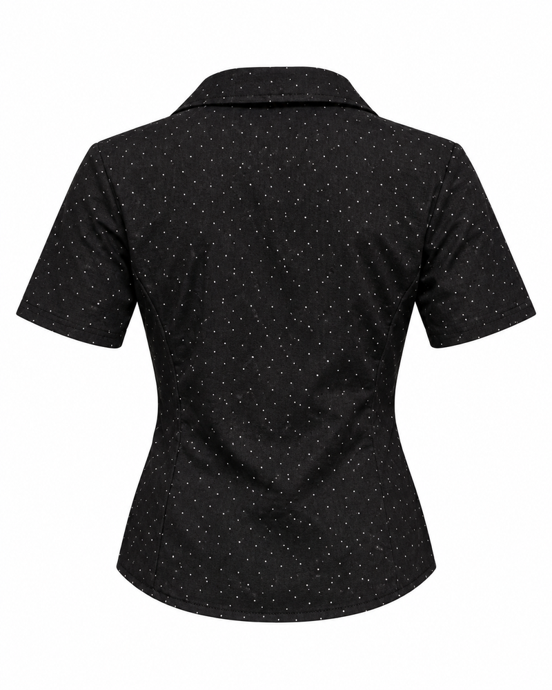 Rhinestone Collared Top — ghost mannequin back view