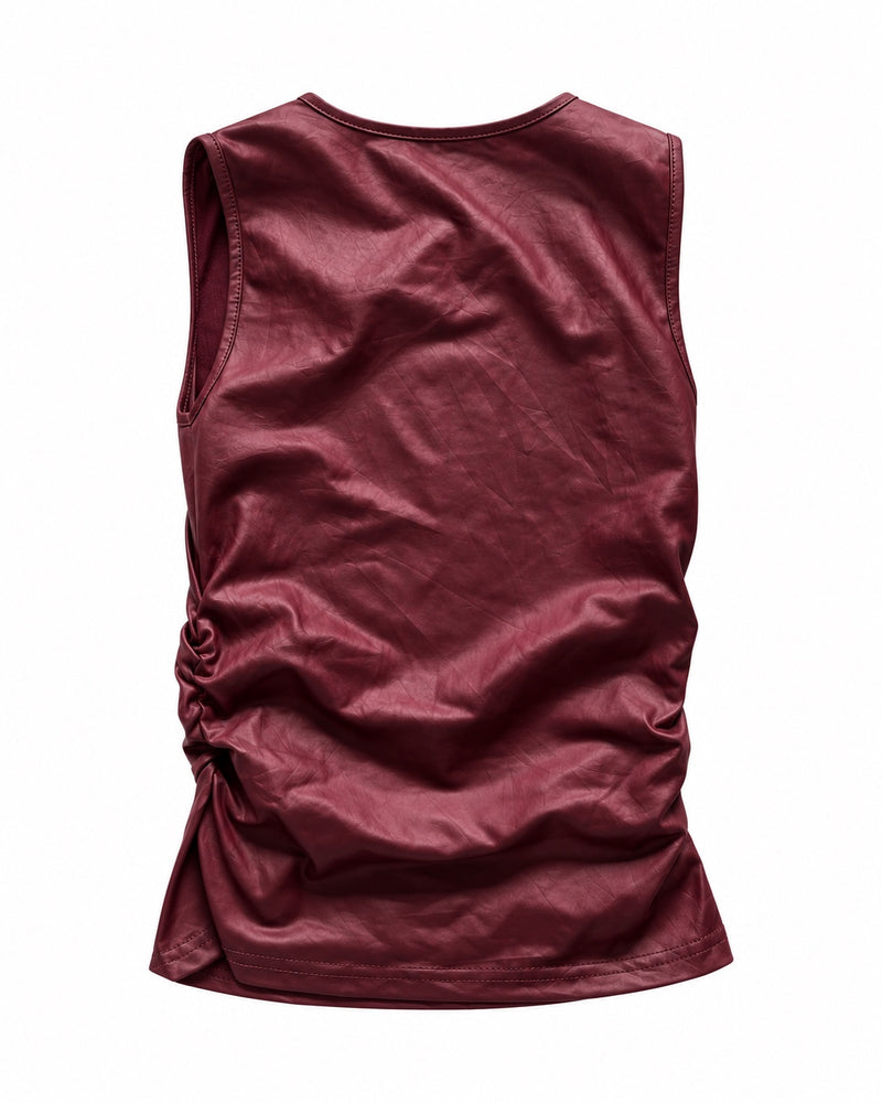 Burgundy Sleeveless Top — ghost mannequin back view