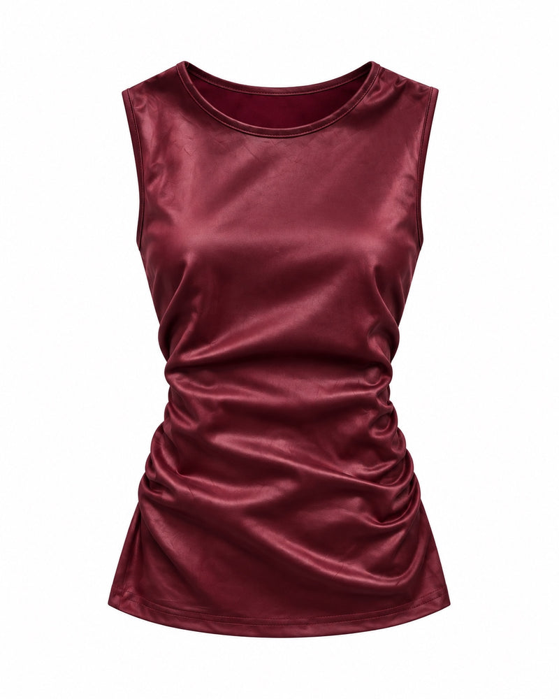 Burgundy Sleeveless Top — ghost mannequin front view