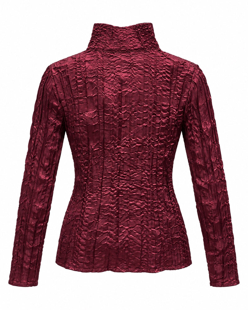 Burgundy Textured Collared Shirt — ghost mannequin back view