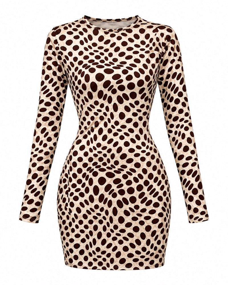 Spotted Animal-Print Long-Sleeve Top — ghost mannequin front view