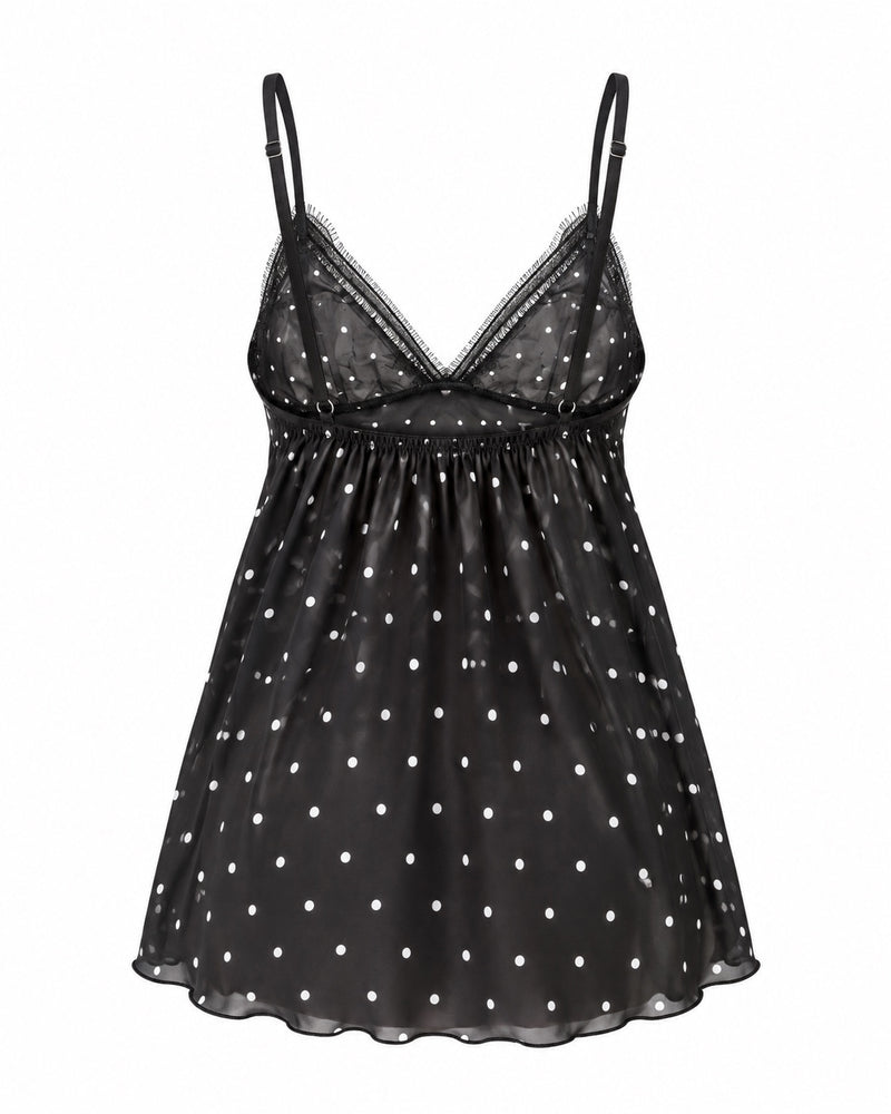 Black Dotted V-Neck Cami — ghost mannequin back view