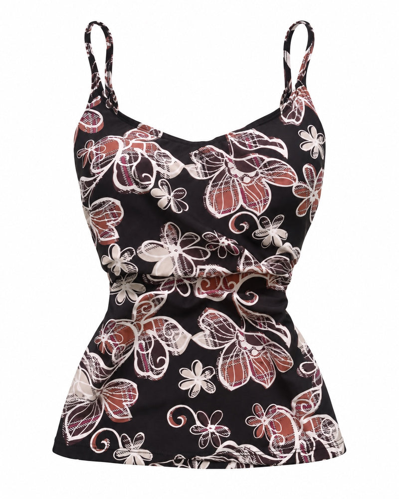 Black Butterfly-Floral Cami — ghost mannequin front view