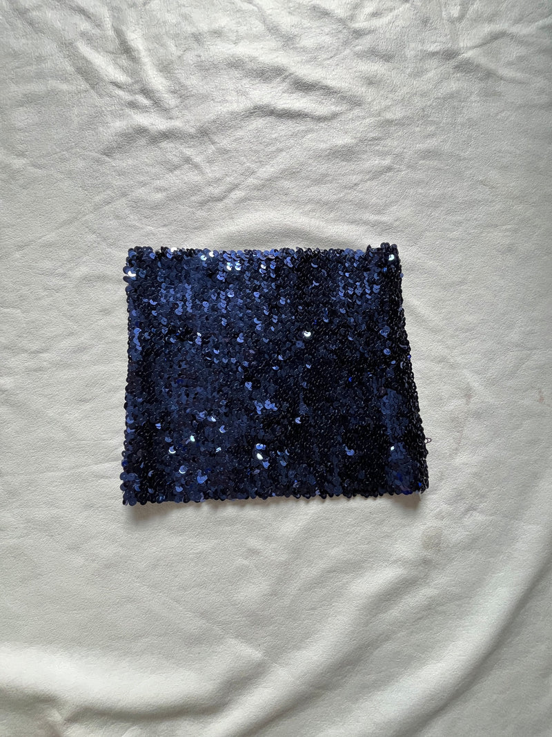 Navy blue sequin tube top front view