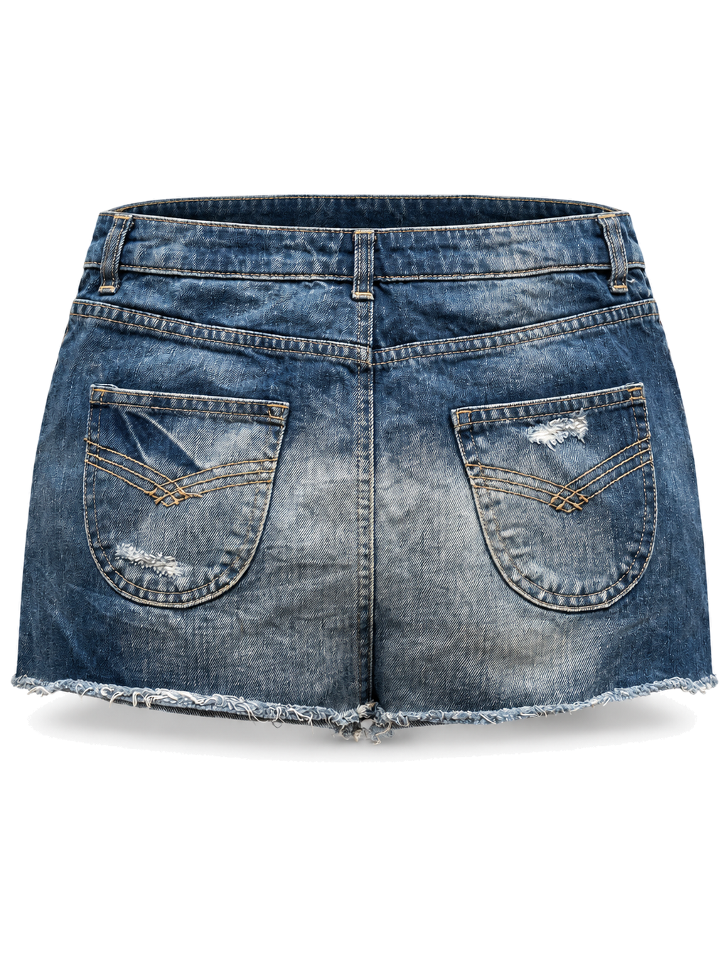 Distressed Blue Hemline Skirt back ghost mannequin