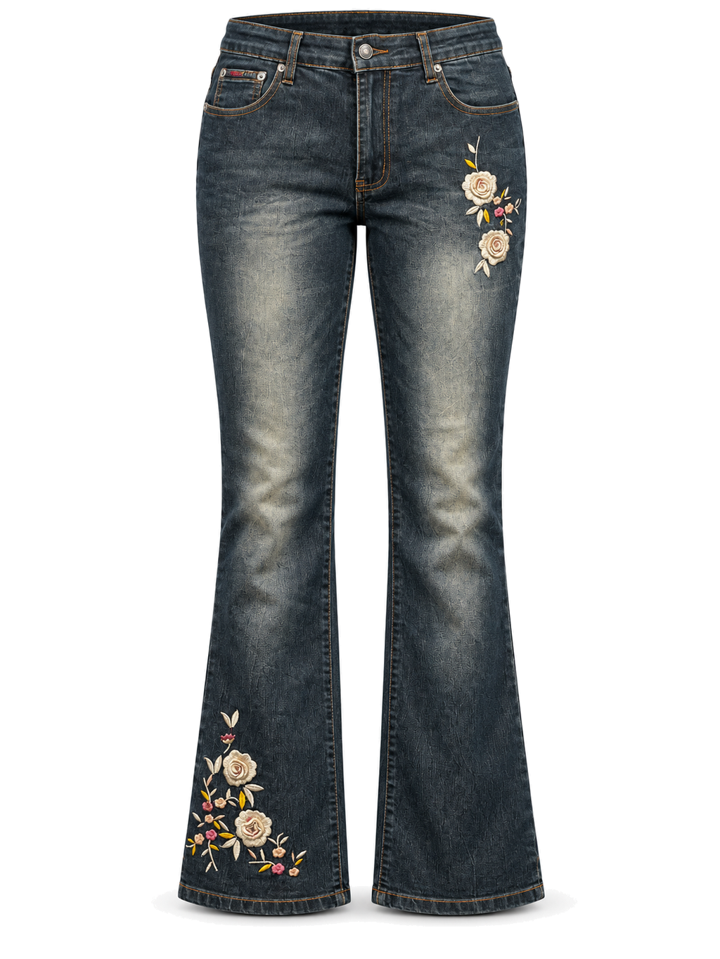 Midnight Garden Embroidered Jeans front ghost mannequin