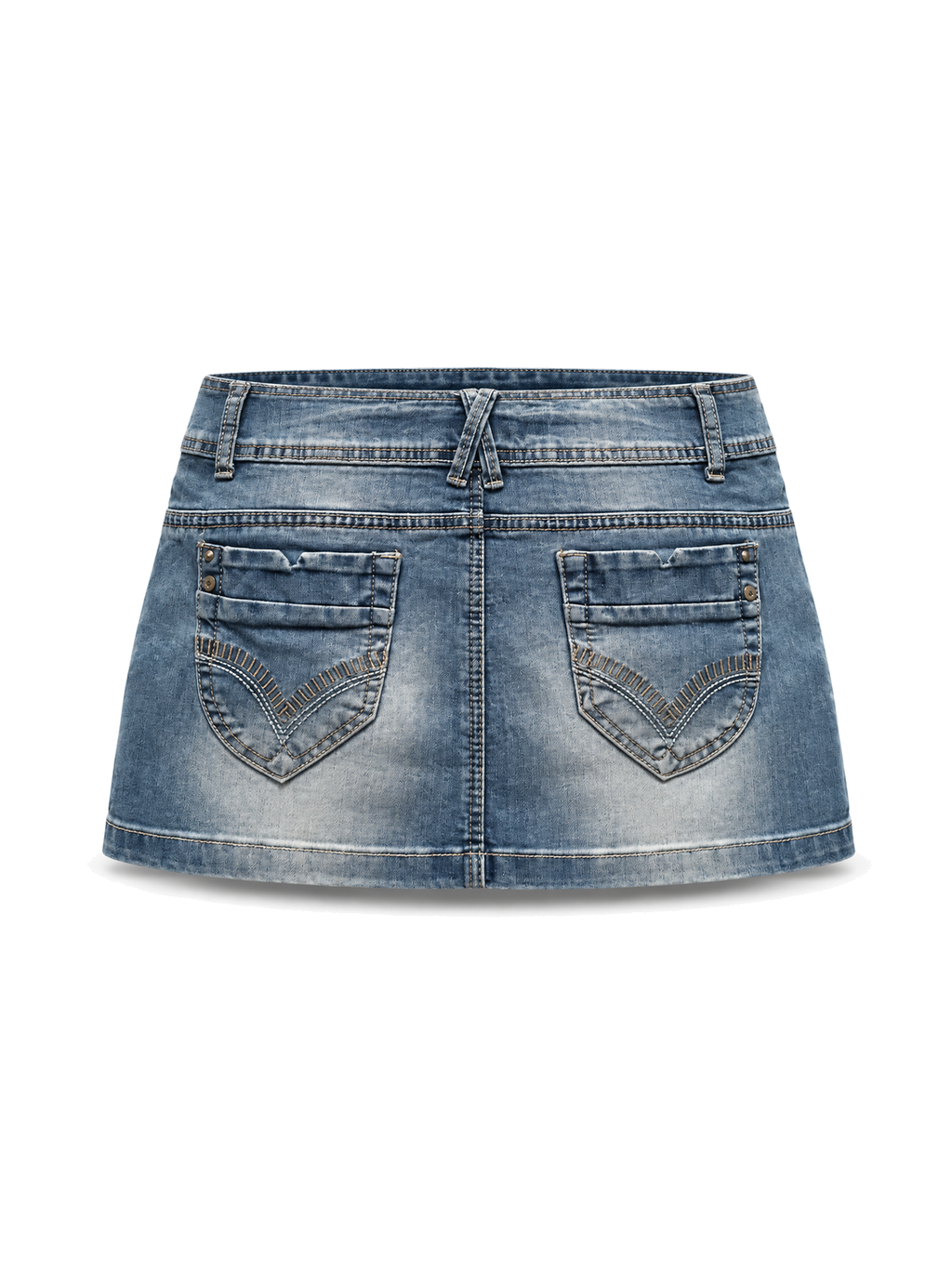 Icewash Pocketline Denim Skirt back ghost mannequin