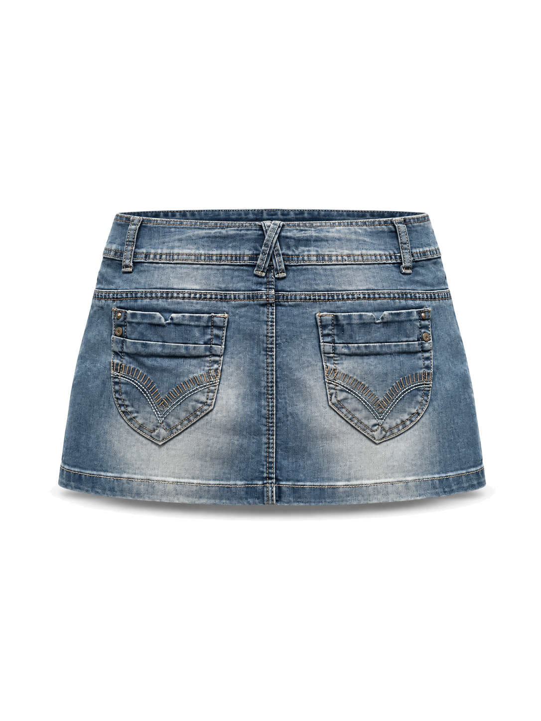 Icewash Pocketline Denim Skirt back ghost mannequin