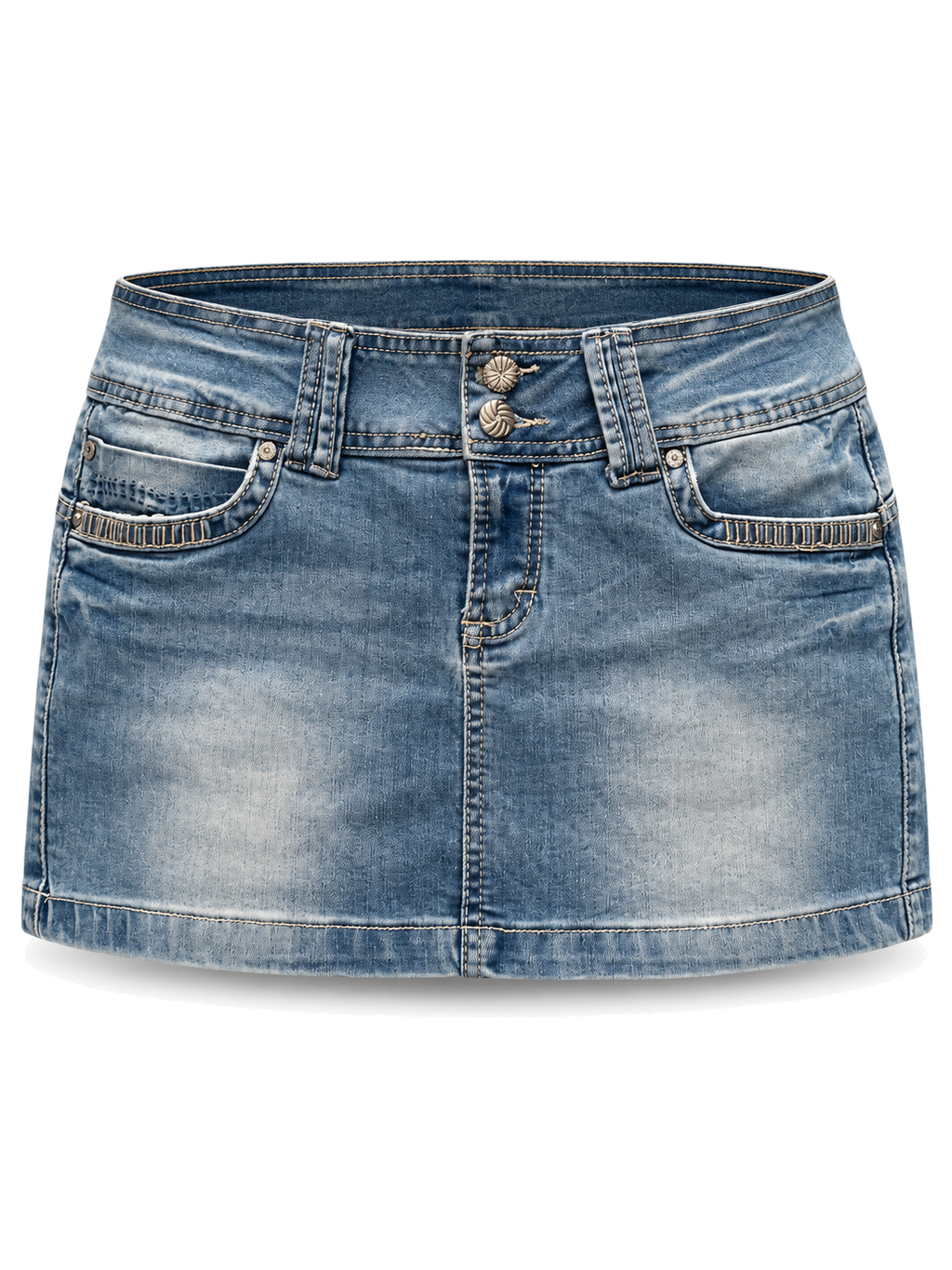 Icewash Pocketline Denim Skirt front ghost mannequin