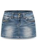 Icewash Pocketline Denim Skirt front ghost mannequin
