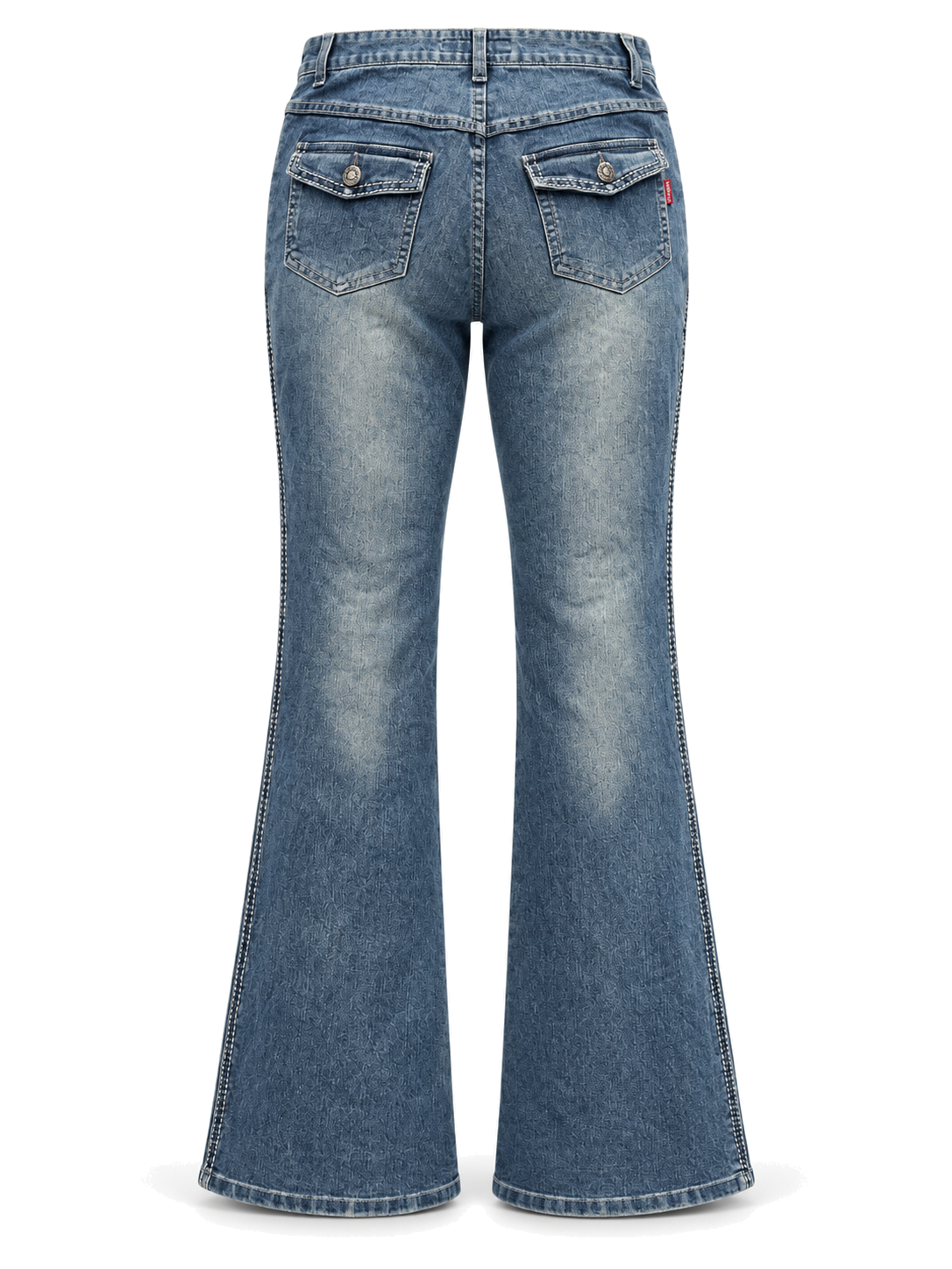 Indigo Flap-Pocket Jeans back ghost mannequin