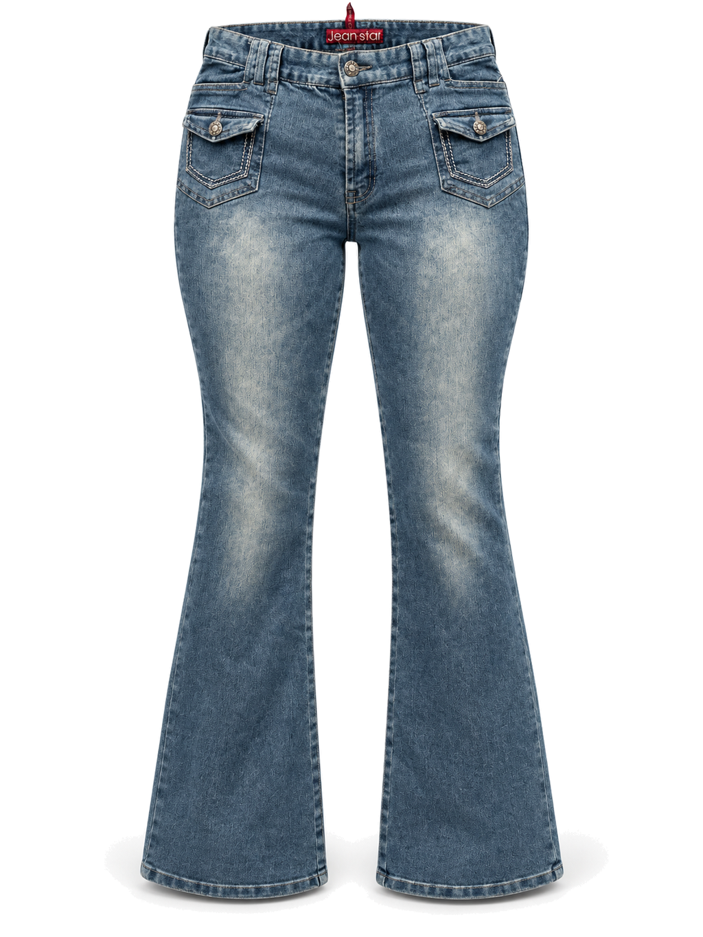 Indigo Flap-Pocket Jeans front ghost mannequin