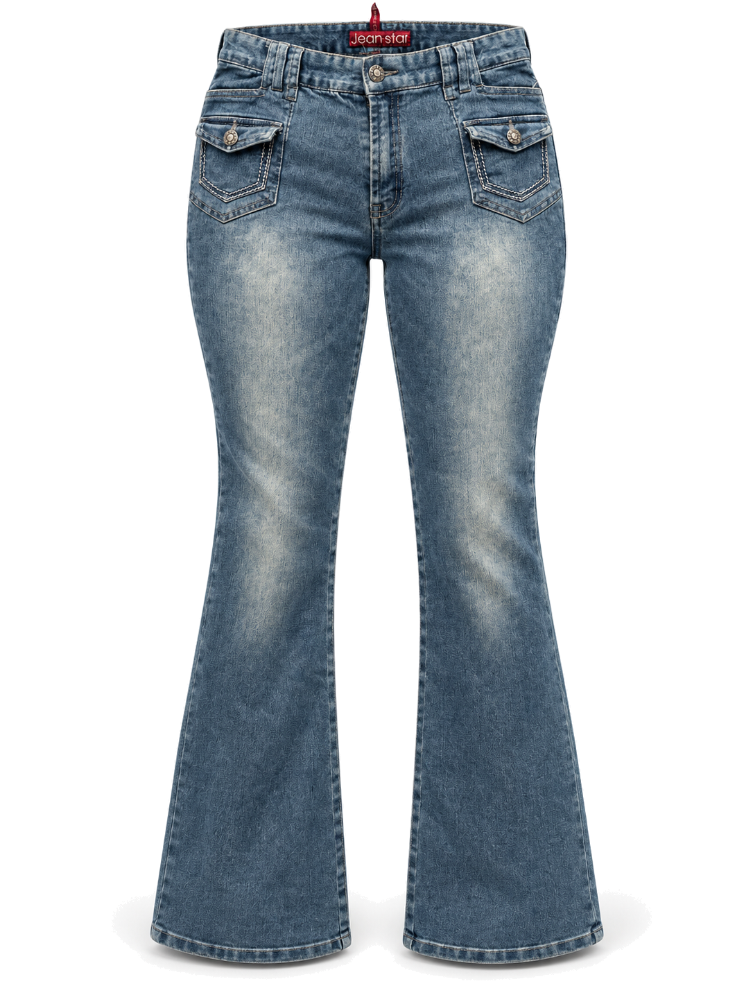 Indigo Flap-Pocket Jeans front ghost mannequin